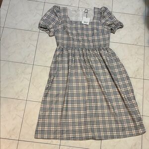 Glamorous Blue and White Plaid Midi Dress